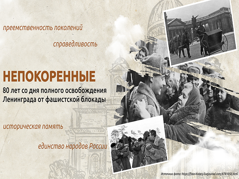 &amp;quot;Разговоры о важном&amp;quot; - &amp;quot;Непокоренные. 80 лет со дня полного освобождения Ленинграда от фашистской блокады&amp;quot;.